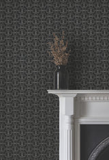 Polo Black by Ronald Redding Horse Bits Modern Geometric Metallic Equestrian Non Woven Wallpaper - York 4211-83510