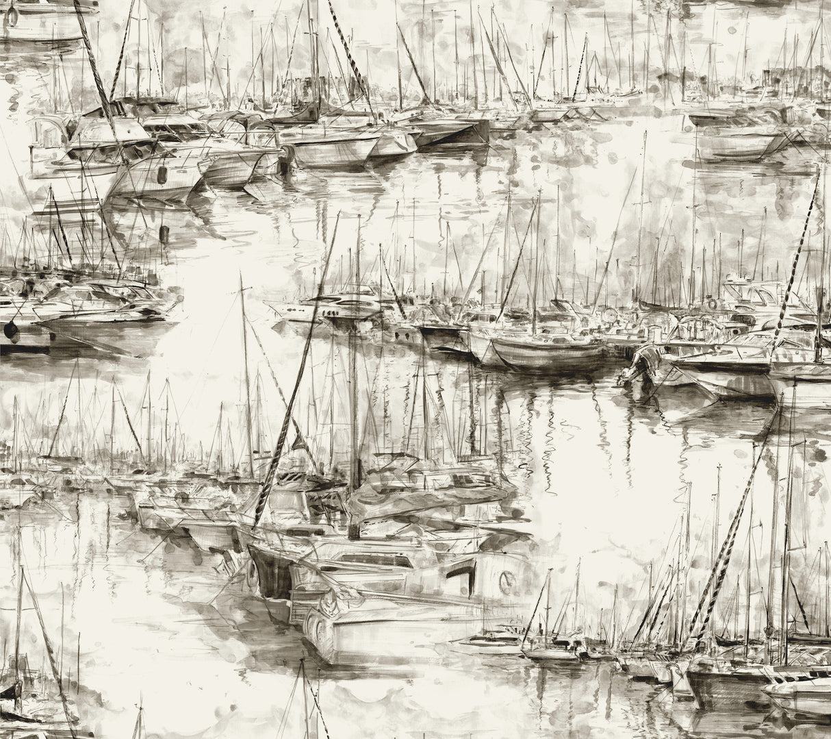 Yacht Club Taupe Scenic Wallpaper by Ronald Redding - 4211-83512