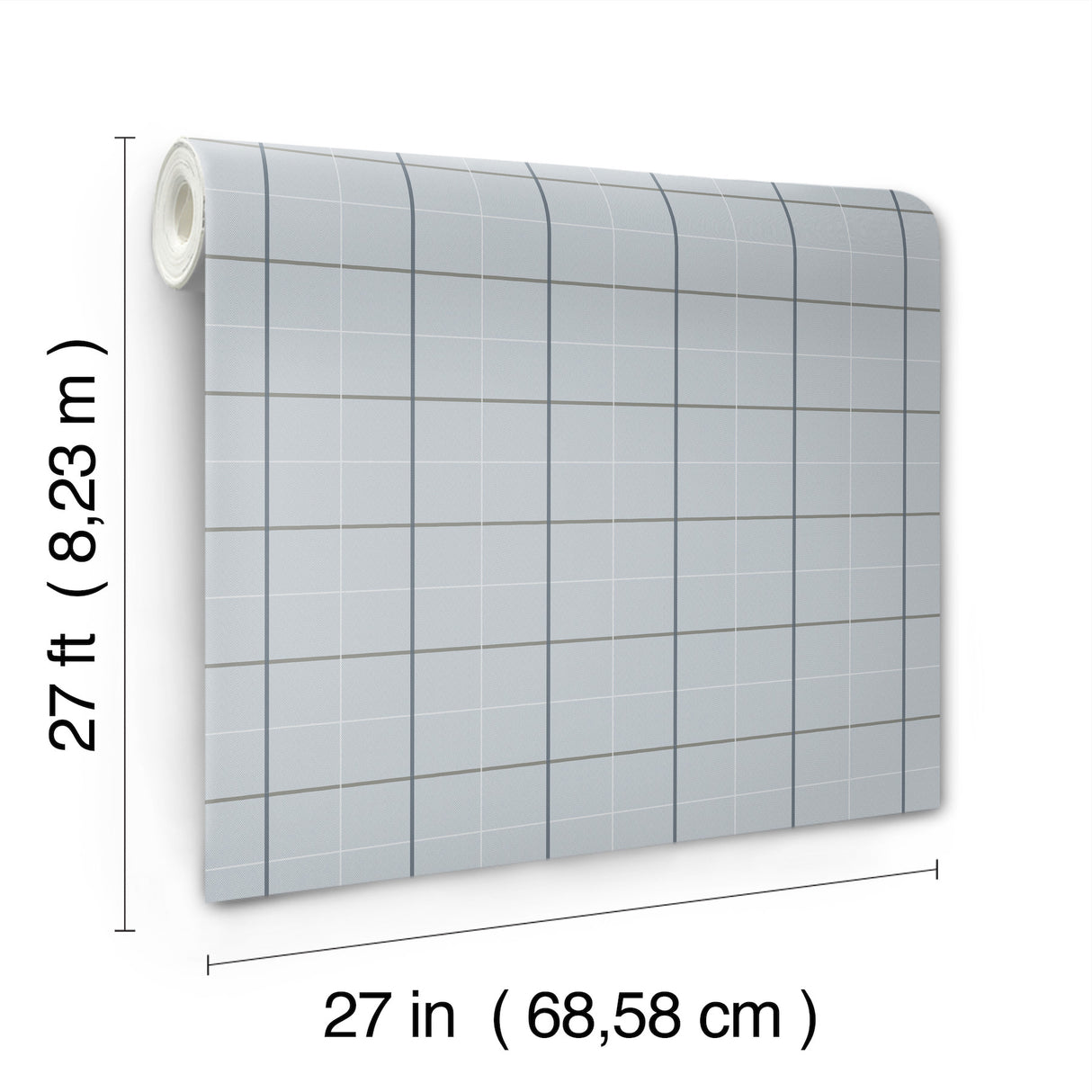 Tattersall Blue Plaid by Ronald Redding Private Reserve Classic Sophisticated Light Blue Grid Pattern Unpasted Non Woven Wallpaper - 4211-83516