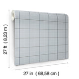Tattersall Blue Plaid by Ronald Redding Private Reserve Classic Sophisticated Light Blue Grid Pattern Unpasted Non Woven Wallpaper - 4211-83516