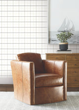 Tattersall White by Ronald Redding Private Reserve Masculine Graphic Plaid Unpasted Strippable Non Woven Wallpaper Roll - 4211-83519