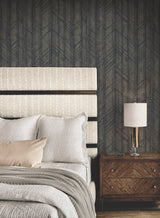 Winthrop Slate Ronald Redding Modern Distressed Diamond Geometric Textured Non Woven Unpasted Wallpaper Private Reserve - 4211-83520