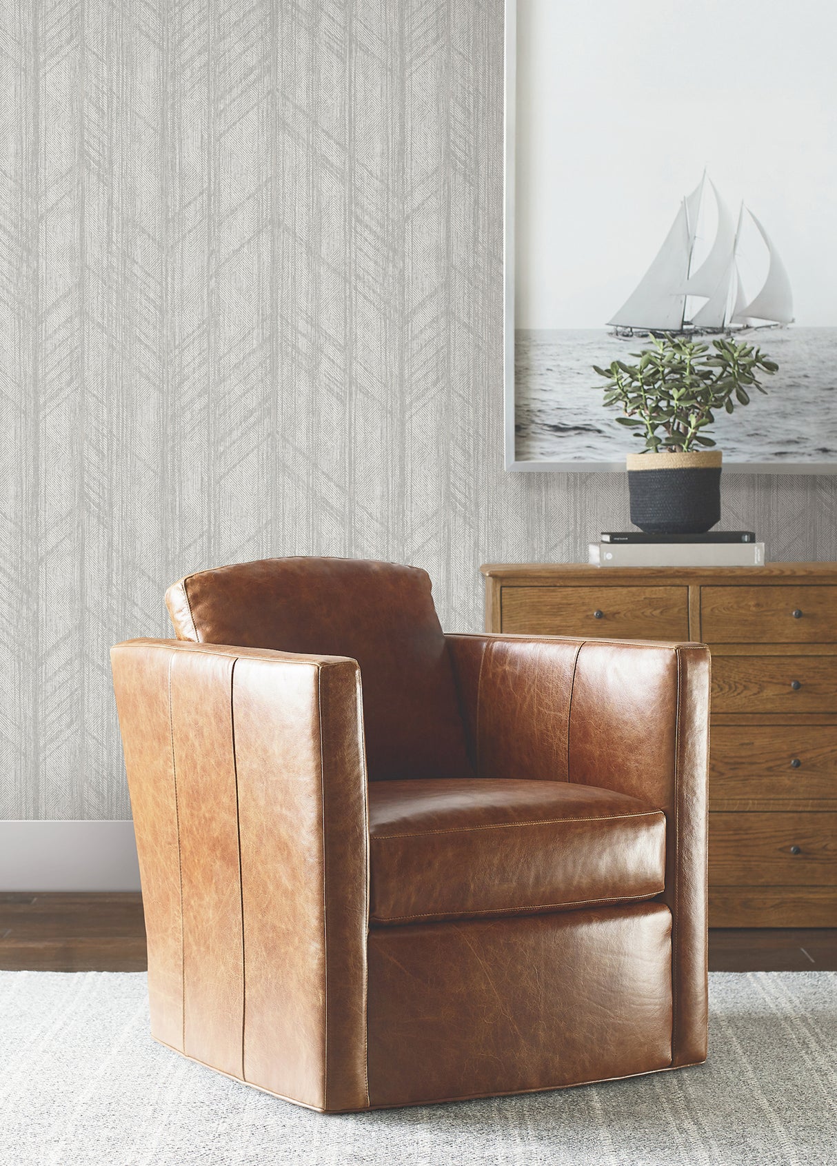 Winthrop Grey Geometric Wallpaper by Ronald Redding Private Reserve - Modern Non Woven Unpasted Roll 27 in x 27 ft - 4211-83521
