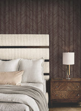 Winthrop Merlot by Ronald Redding Distressed Diamond Geometric Textured Non Woven Unpasted Residential Wallpaper - Private Reserve 4211-83524