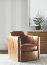 Archer Stripe Grey Faux Linen Wallpaper by Ronald Redding Transitional Pinstripe Non Woven Unpasted Washable Wallpaper - York 4211-83527