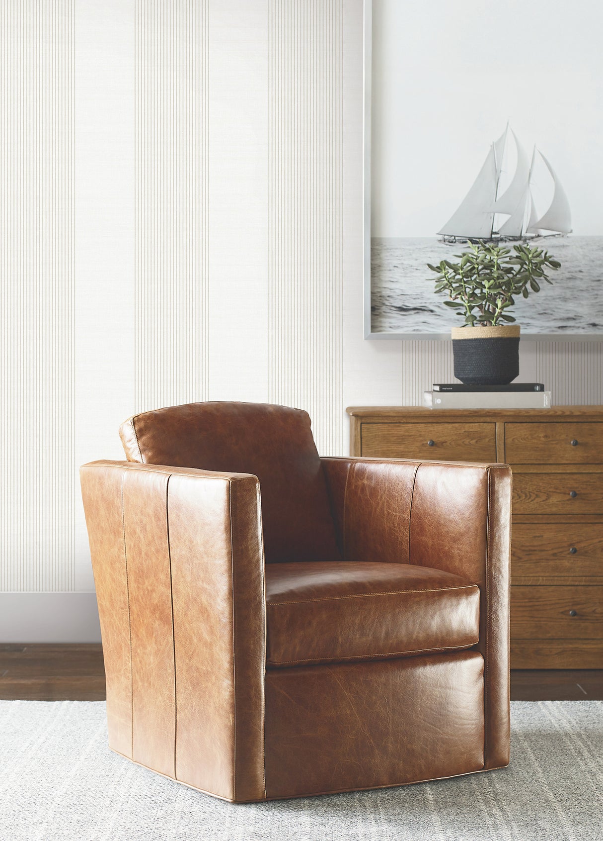 Archer Stripe White Faux Linen Wallpaper by Ronald Redding Transitional Pinstripe York Wallpapers Private Reserve Collection 4211-83529