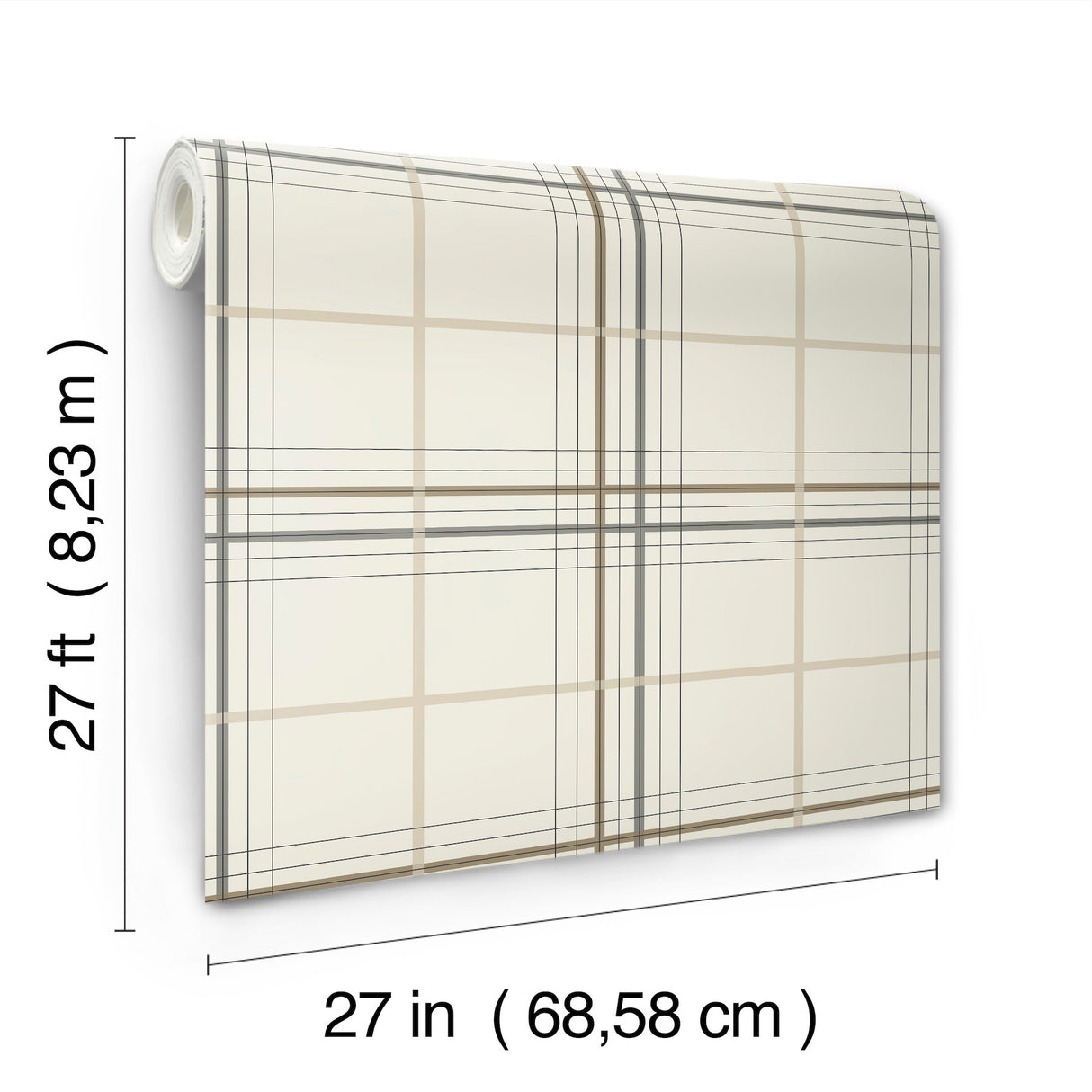 Lakeside Plaid Beige by Ronald Redding Tailored Non Woven Strippable Unpasted Plaid Wallpaper - Private Reserve Collection - 4211-83532