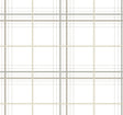 Lakeside Plaid White Tailored Wallpaper by Ronald Redding featuring a classic plaid pattern with beige, taupe, and grey gridlines on a crisp white background