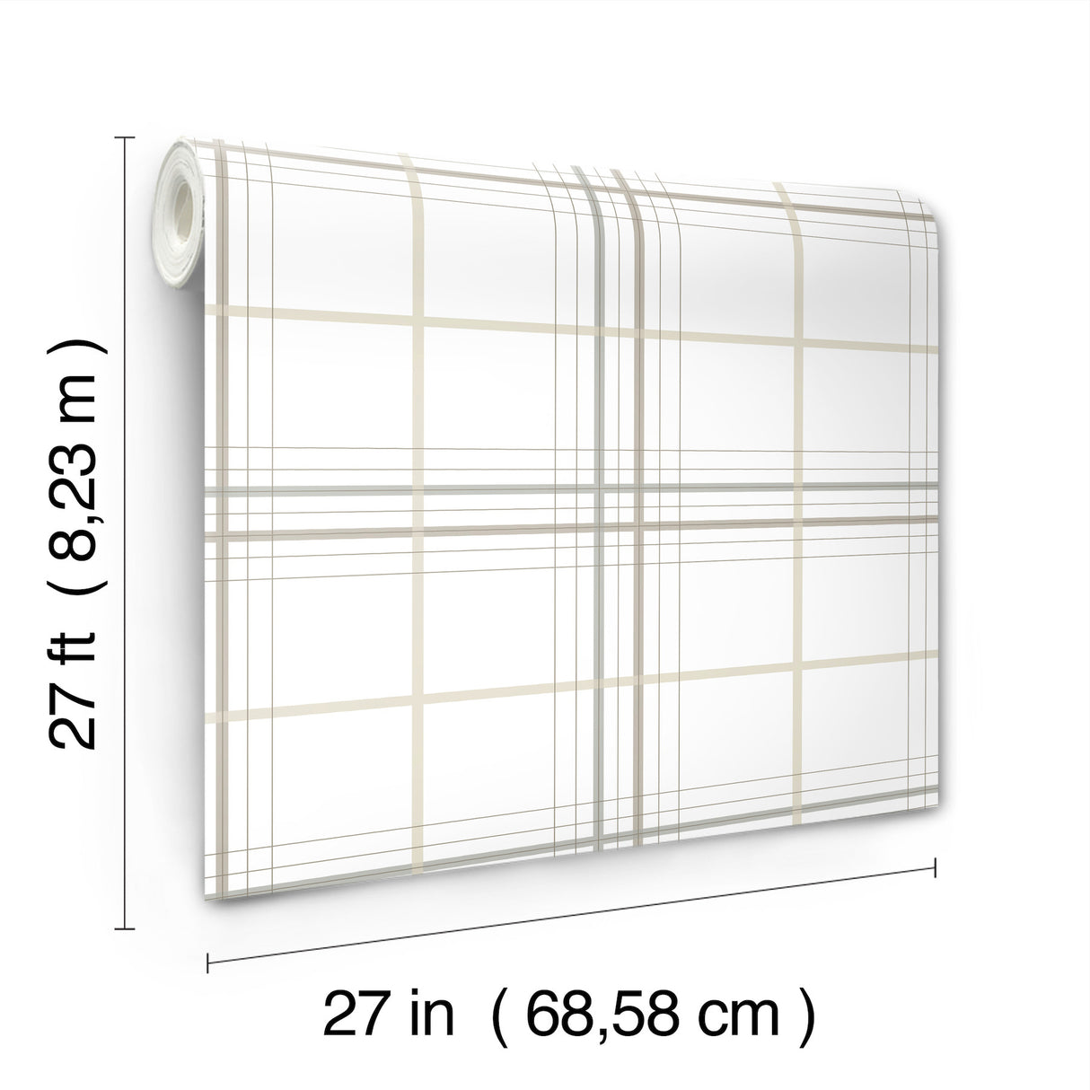 Lakeside Plaid White by Ronald Redding Tailored Traditional Plaid Non-Woven Unpasted Strippable Wallpaper York Private Reserve 4211-83533