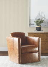 Elkan Stripe Beige Herringbone by Ronald Redding Textured Transitional Stripe Non Woven Sidewall Wallpaper - York 4211-83535