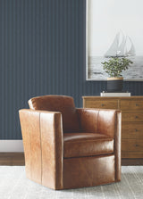 Elkan Stripe Navy Herringbone by Ronald Redding Transitional Stripe Wallpaper - York 4211-83538