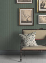 Elkan Stripe Green Herringbone by Ronald Redding Private Reserve Collection Stripe Textured Non Woven Wallpaper - 4211-83539