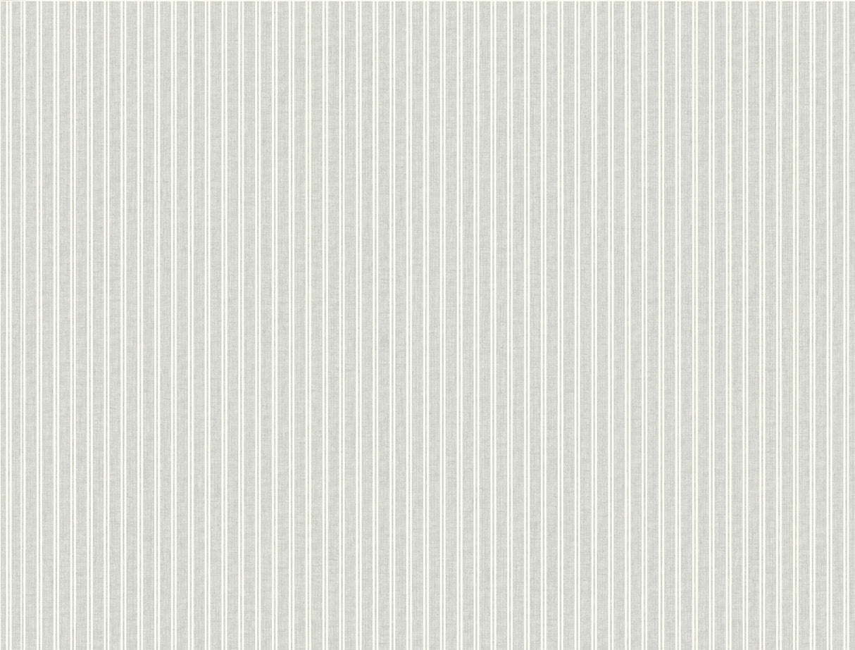 Ticking Stripe Grey Faux Linen Wallpaper by Ronald Redding - 4211-83541