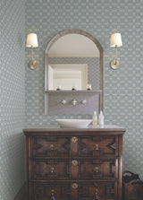 Radcliffe Blue Diamond Motif by Ronald Redding Modern Geometric Unpasted Non Woven Wallpaper - Ronald Redding 4211-83546