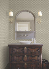 Radcliffe Taupe Diamond Motif by Ronald Redding Private Reserve Modern Geometric Textured Non Woven Unpasted Wallpaper Roll, 27in x 27ft - 4211-83547