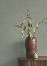 Saratoga Jade Faux Linen Textured Transitional Wallpaper by Ronald Redding from the Private Reserve Collection Non Woven Unpasted - 4211-83549