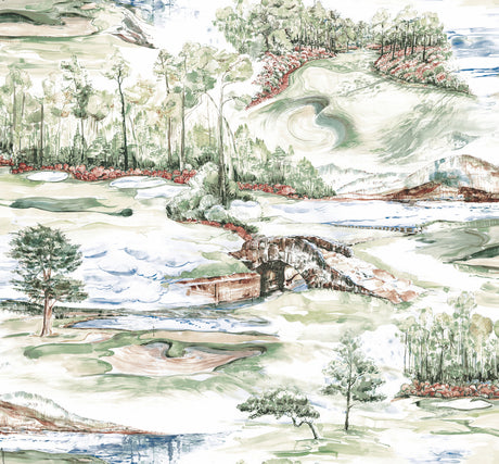 Hole In One Multicolor Scenic Wallpaper by Ronald Redding - Private Reserve 4211-83552