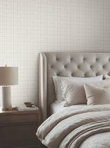 Harrington Plaid Neutral Glen Check by Ronald Redding Private Reserve Textured Non Woven Wallpaper Roll - 4211-83553