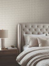 Harrington Plaid Light Brown Glen Check Textured Unpasted Non Woven Wallpaper by Ronald Redding Private Reserve - 4211-83554
