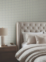 Harrington Plaid Green Glen Check Wallpaper in Green by Ronald Redding Designs - Unpasted Non Woven Textured Plaid Sidewall Roll 4211-83556
