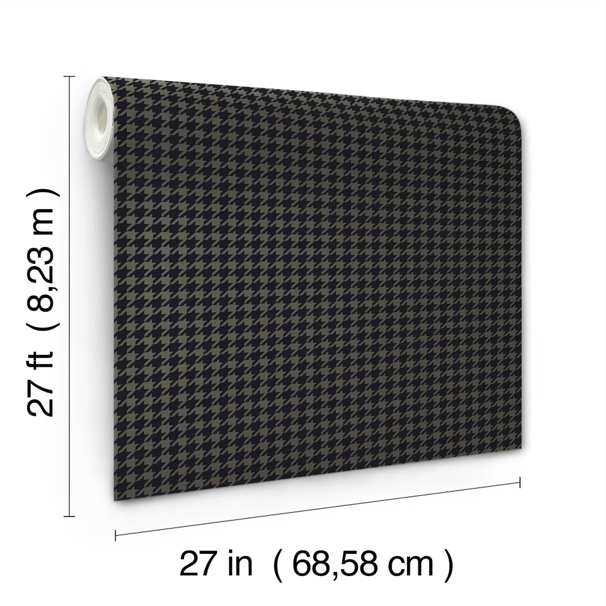 Watson Black by Ronald Redding High-Fashion Houndstooth Non Woven Unpasted Sidewall Wallpaper 27 in x 27 ft Private Reserve - 4211-83561
