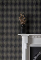 Watson Black by Ronald Redding High-Fashion Houndstooth Non Woven Unpasted Sidewall Wallpaper 27 in x 27 ft Private Reserve - 4211-83561