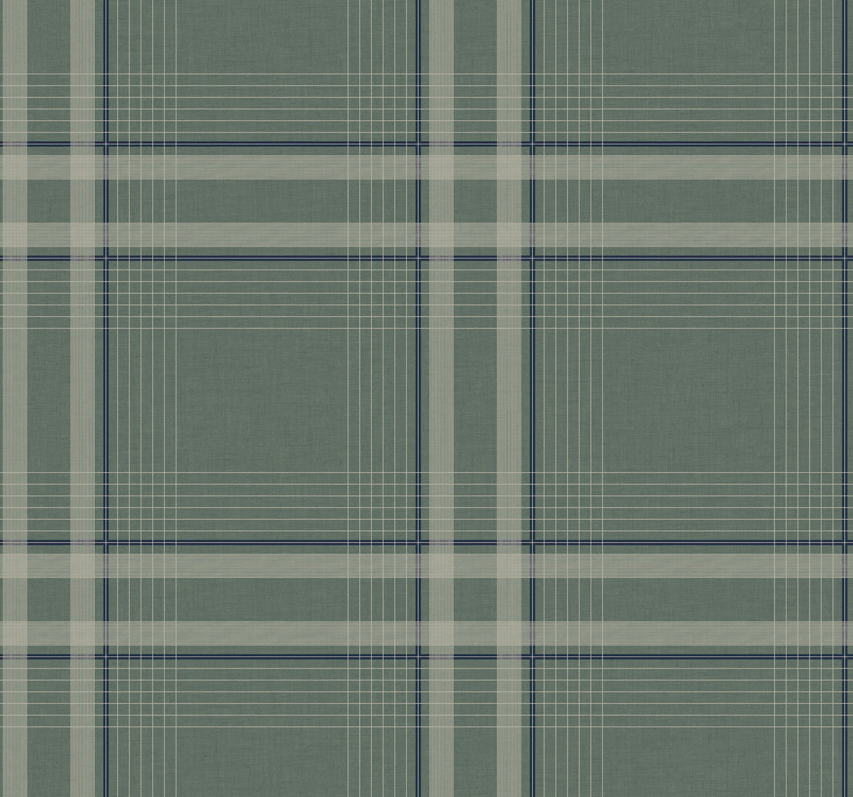 Country Club Plaid Green Faux Linen Wallpaper by Ronald Redding - 4211-83563