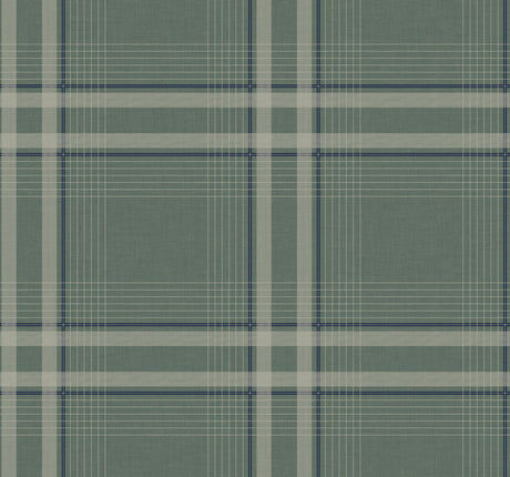 Country Club Plaid Green Faux Linen Wallpaper by Ronald Redding - 4211-83563