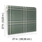 Country Club Plaid Green Faux Linen Masculine Graphic Plaid Washable Non Woven Wallpaper by Ronald Redding Private Reserve - 4211-83563