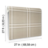 Country Club Plaid Taupe by Ronald Redding Sophisticated Faux Linen Plaid Wallpaper from the Private Reserve Collection - 4211-83564