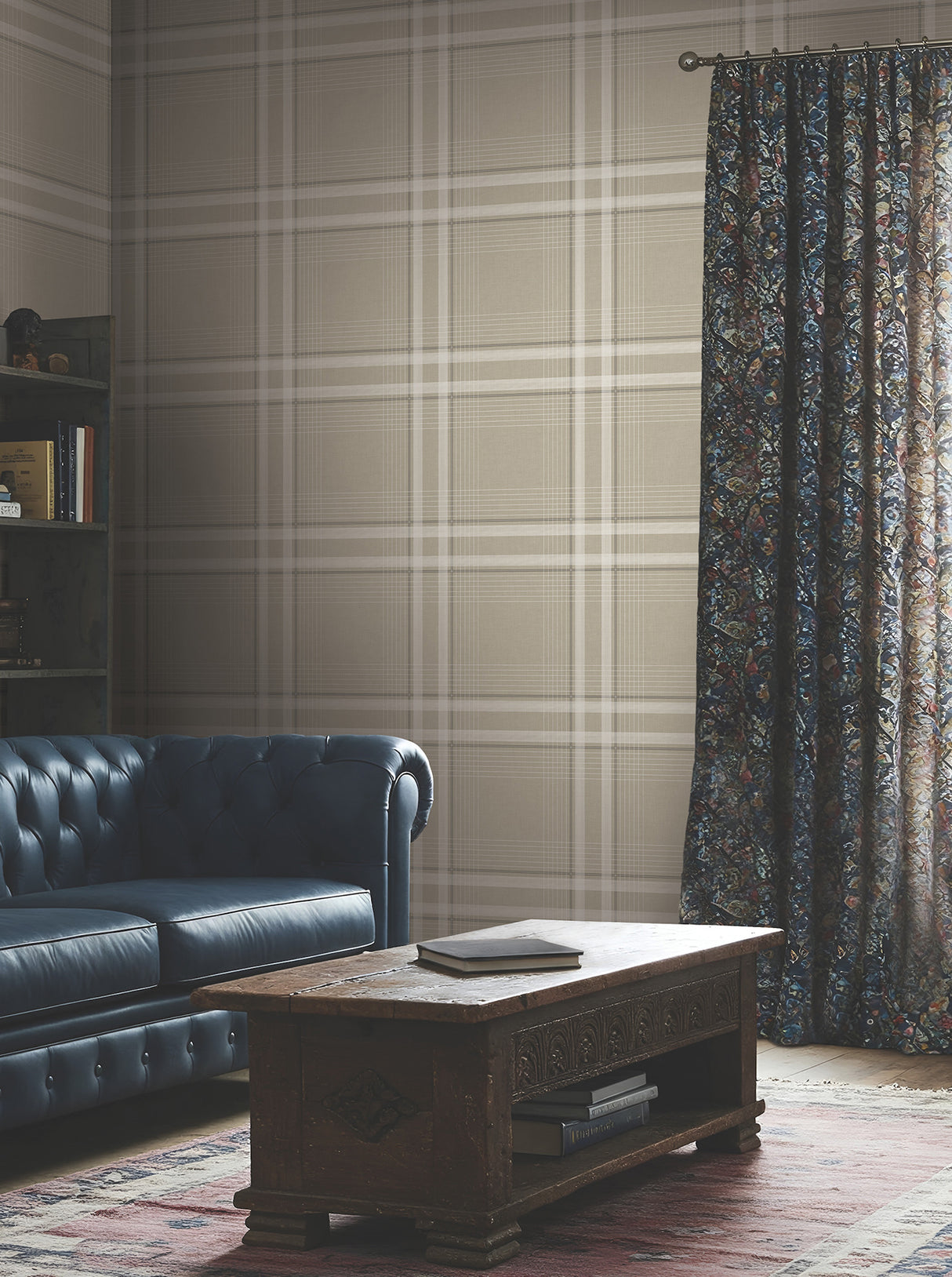 Country Club Plaid Taupe by Ronald Redding Sophisticated Faux Linen Plaid Wallpaper from the Private Reserve Collection - 4211-83564