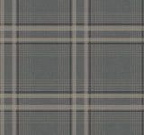 Country Club Plaid Charcoal Faux Linen Wallpaper by Ronald Redding - 4211-83565