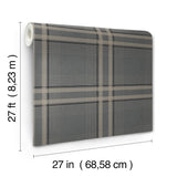 Country Club Plaid Charcoal Faux Linen Straight Match Non Woven Unpasted Washable Wallpaper by Ronald Redding Private Reserve - 4211-83565