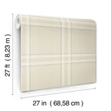 Country Club Plaid Beige Faux Linen by Ronald Redding Washable Strippable Non Woven Wallpaper, Private Reserve Collection 4211-83566