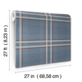 Country Club Plaid Denim Faux Linen Wallpaper in Denim Blue by Ronald Redding Designs Private Reserve Collection - 4211-83567