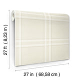Country Club Plaid Dove by Ronald Redding Sophisticated Neutral Faux Linen Plaid Unpasted Non Woven Wallpaper Private Reserve - 4211-83568