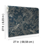 Regal Ridge Dark Blue Trailing Tree by Ronald Redding Botanical Parrot Wallpaper - York 4211-83569
