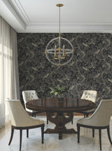Regal Ridge Black by Ronald Redding Trailing Berry Tree with Parrots Botanical Non Woven Unpasted Wallpaper Private Reserve - 4211-83570