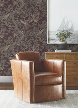 Regal Ridge Plum Trailing Tree Wallpaper by Ronald Redding, Botanical Non Woven Unpasted Feature Wall Sidewall, 27in x 27ft - 4211-83571