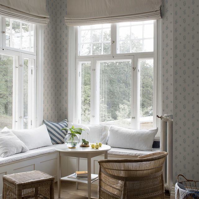 Petit Fleurs Blue by Boråstapeter Dreamy Hand-Painted Floral Wallpaper – Schumacher 4264