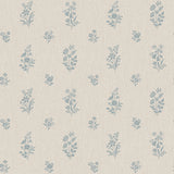 Petit Fleurs blue floral wallpaper by Boråstapeter for Schumacher, hand-painted wildflower sprigs on a neutral background