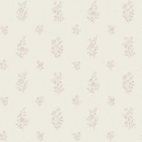 Petit Fleurs wallpaper in natural by Boråstapeter for Schumacher, featuring delicate wildflower sprigs in a small-scale floral pattern.