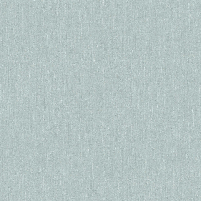 Linen Topaz Blue wallpaper by Boråstapeter for Schumacher, textured solid blue non-woven wallcovering roll and detail.