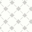 Linné grey and silver wallpaper by Boråstapeter for Schumacher, featuring a rococo-inspired wildflower diamond pattern.