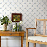 Linné Blue and Gold by Boråstapeter Rococo Floral Diamond Wallpaper – Schumacher 4506