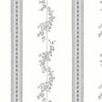 DROTTNINGHOLM wallpaper in grey by Boråstapeter for Schumacher, featuring elegant looping florals and banded daisies inspired by Drottningholm Palace Theatre.