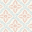 Nyborg blue and red trellis-motif wallpaper by Boråstapeter for Schumacher, styled in a Scandinavian interior.