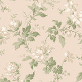 Blomslinga Leaf wallpaper by Boråstapeter for Schumacher, featuring a climbing-vine floral pattern in green and cream tones.