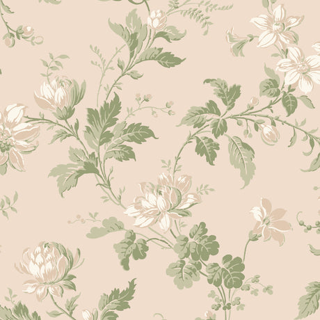 Blomslinga Leaf wallpaper by Boråstapeter for Schumacher, featuring a climbing-vine floral pattern in green and cream tones.