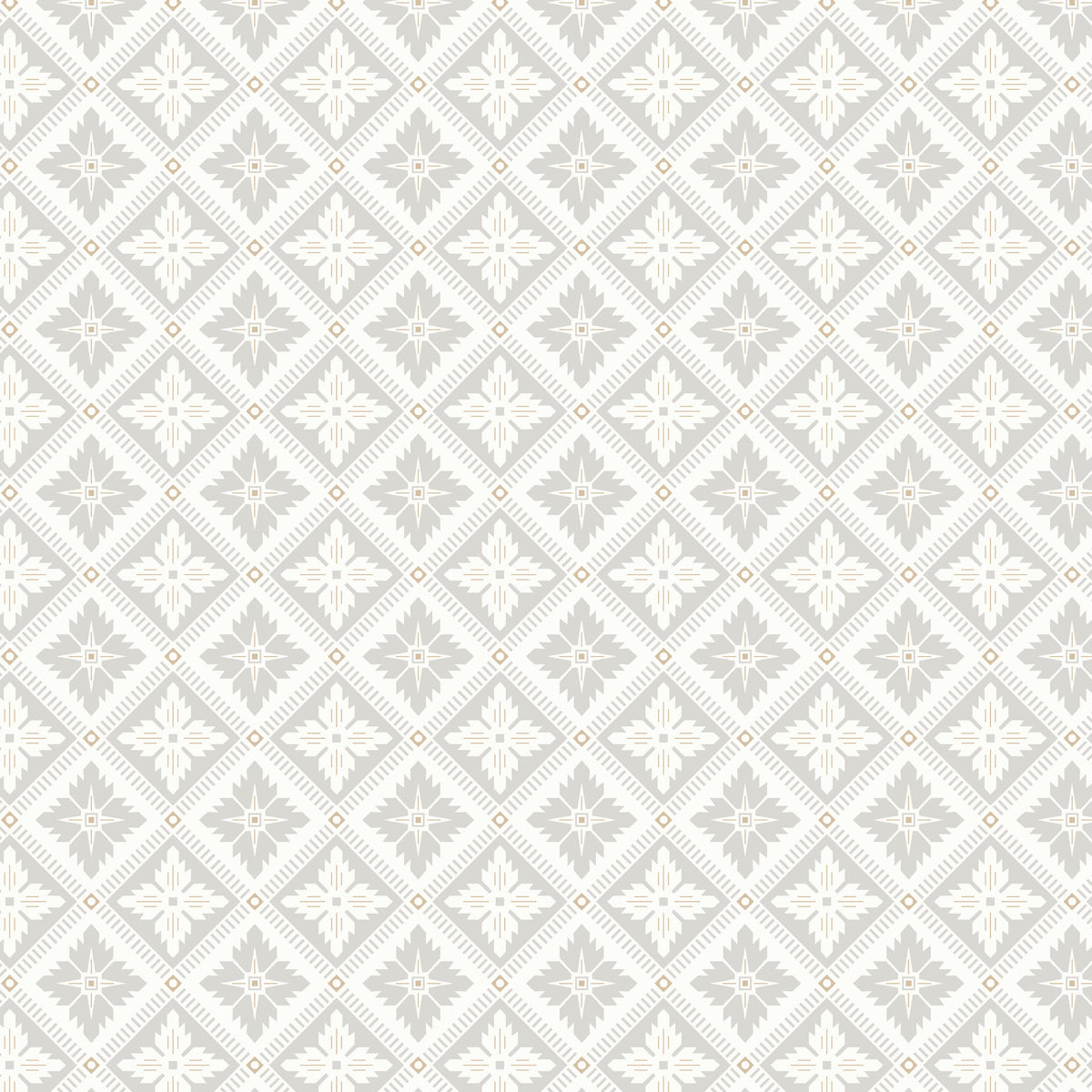 Loka grey and gold geometric floral wallpaper by Boråstapeter for Schumacher, shown in room and detail views